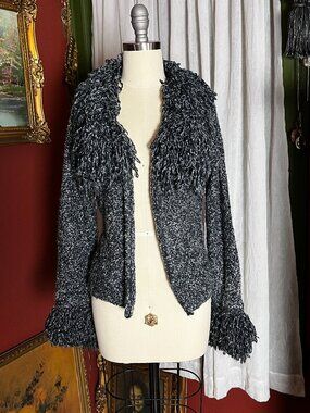 Vintage Fluffy Collar and Cuff Cardigan